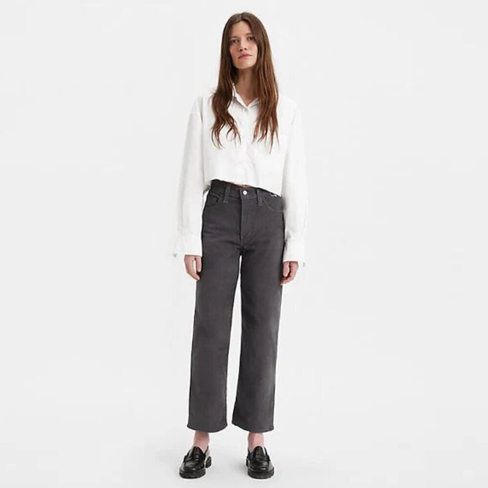 NWT New Levi's Ribcage Straight Ankle Corduroy Grey Pants Size 26''